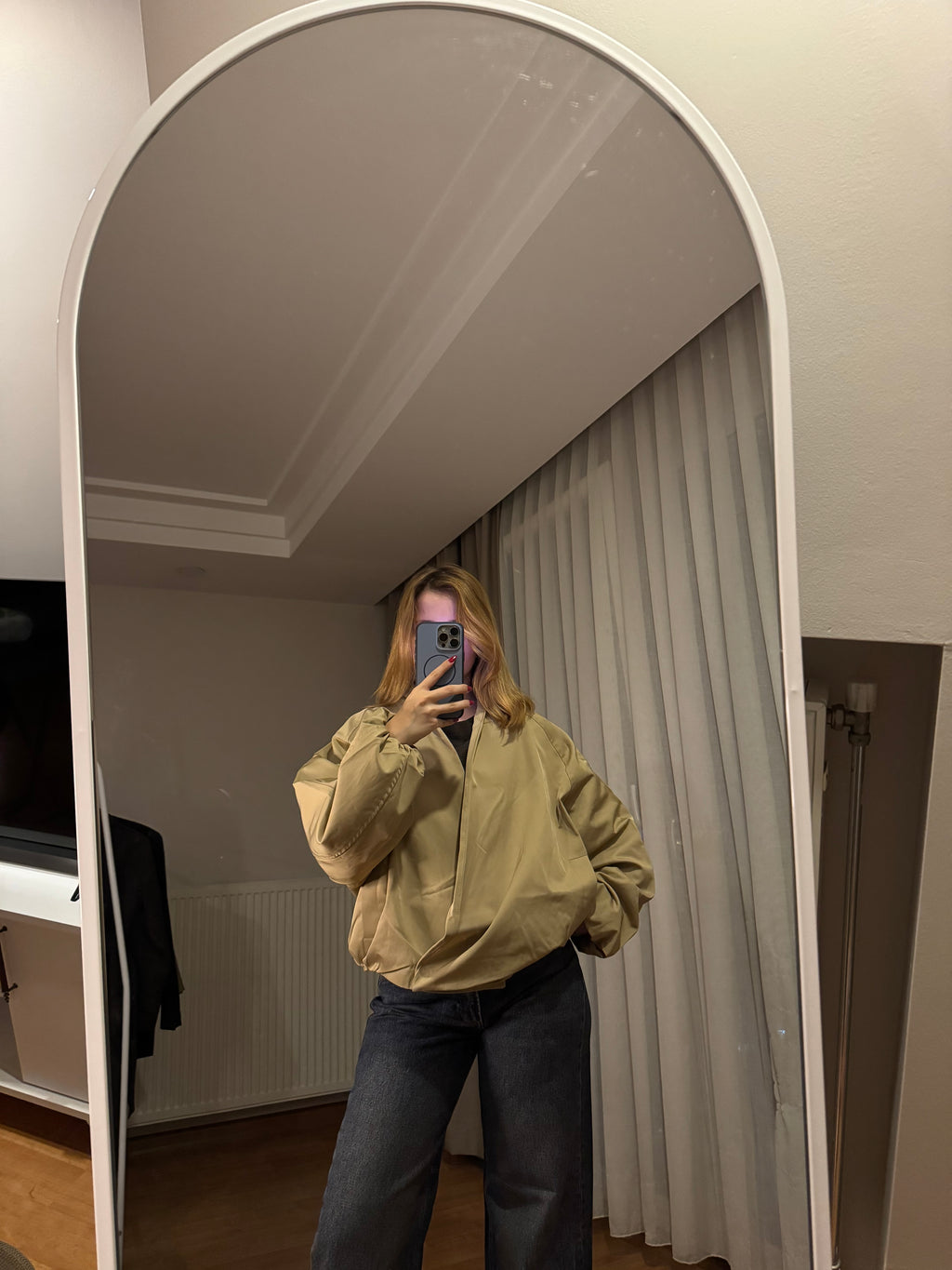 Camel Oversize Kısa Trenç